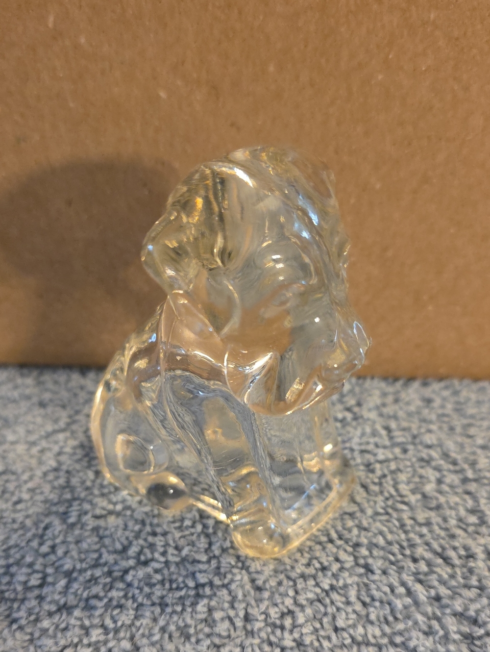 Vintage 1940s Mopey Dog Puppy Candy Container by Federal Glass Clear Glass 3”